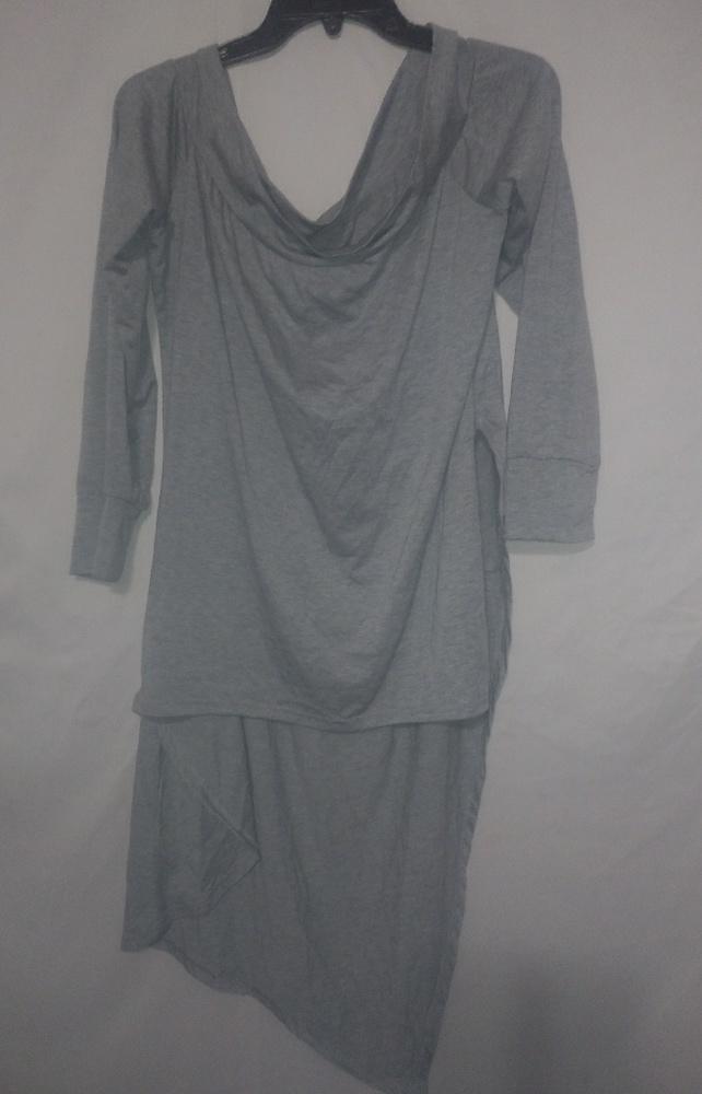 Beautiful L Gray Hi-Lo T-shirt Open Neck Tunic Top